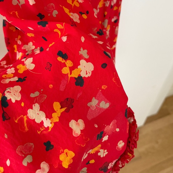 Realisation Juliet Rouge Red Silk Floral Midi Dress Size XS - Picture 10 of 11